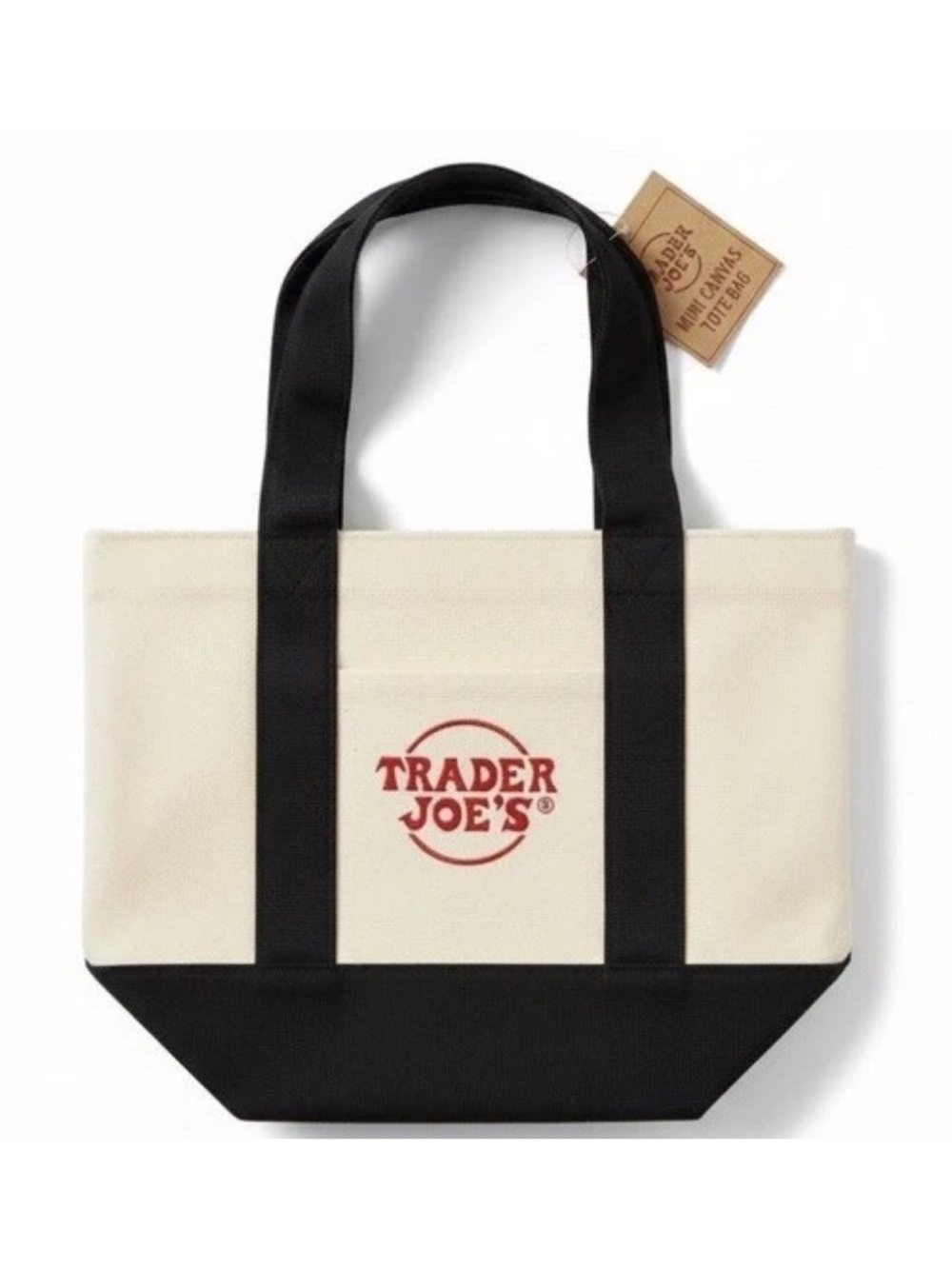 NWT, Trader Joe's mini Canvas Tote in Navy and Cream